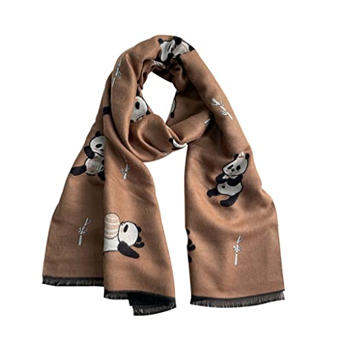 Schal Schals Weibliche warme Baumwollmischung Schal Herbst Winter Frauen Mode Panda Schals Lange Schal Wrap Bequeme Männer Schal Schaal Herbst Winter (Color : Camel, Size : 188 * 42cm) Cover