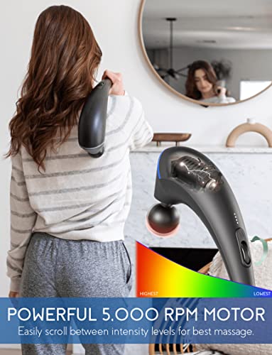 Zyllion Handheld Back And Neck Massager - Cordless Rechargeable Electric Vibrating Deep Tissue Massage With Heat For Athletes, Recovery And Muscle Pain Relief - Black (Zma-27-Bk) #TOP3