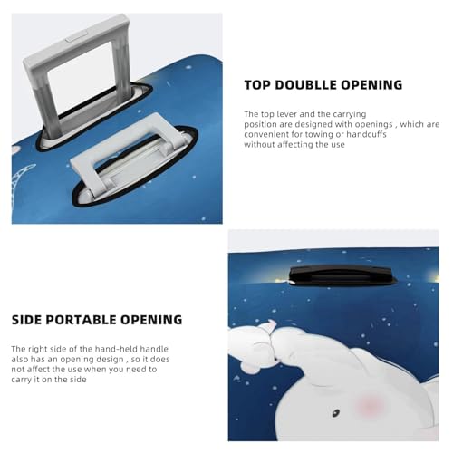 Cute Elephant Sitting In The Moon With Little Bunny Luggage Cover Washable Elasticated Luggage Covers for Suitcase tsa Approved Stylish Dust and Scratch Resistant Luggage Case4