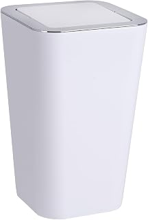 WENKO Kosmetikeimer Mod. Candy 6 lrt., Hygieneeimer, Badezimmer-Mülleimer mit Schwingdeckel ideal für Kosmetiktücher, Wattestäbchen & Co., Abfalleimer aus Kunststoff, BPA-frei, 17.5x 28 x 17.5, Weiß
