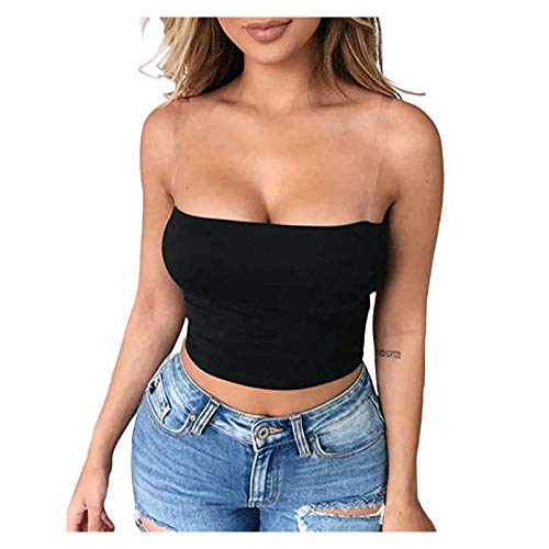 Débardeur sexy à bretelles pour femme, Noir , S Cover