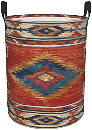 Western Arrow Southwest Native American Circular Hamper Storage Basket Water-Proof Circular Dirty Clothes Hamper Laundry Basket With Handles Medium