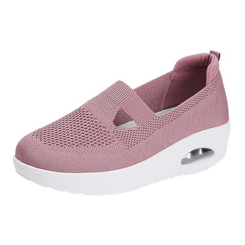 Image of Generisch Slip-on trainers, women's sports shoes, running shoes, women's spring and flying mesh surface, breathable, casual women's shoes, wedge heel, thick sole, air cushion shoes, women's shoes
