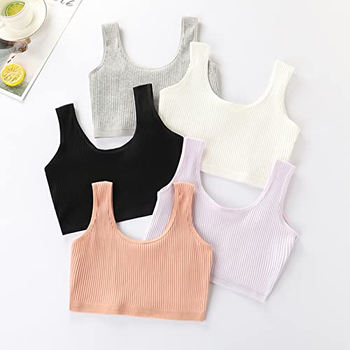 Feoya Teen Little Girls Stretch Wireless Bra Solid Color Soft Multi Piece Training Bras Cropped Vest M #TOP3