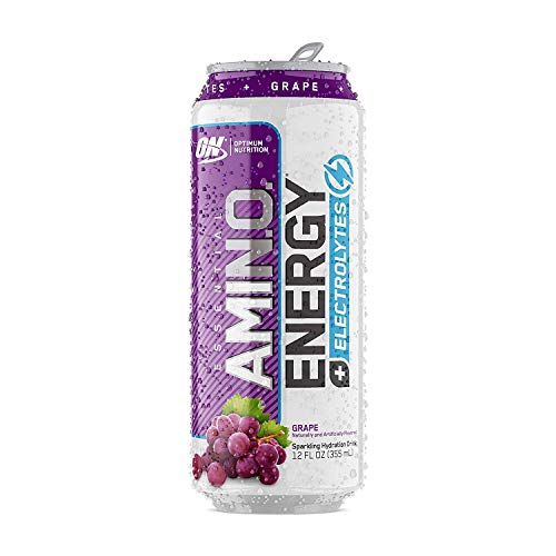 Optimum Nutrition Essential Amino Energy Plus Electrolytes Sparkling Hydration Drink, Grape, Keto Friendly