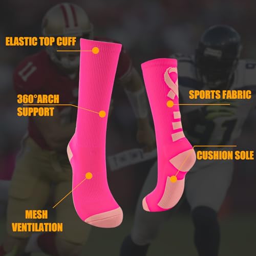 Breast Cancer Awareness Football Socks - Pink Sports Socks for Women & Men - Breast Cancer Gifts3
