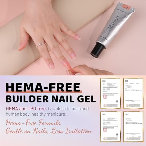 Aokitec 60 g Poly Gel - nude poly nail gel do wzmocnienia i przedłużenia paznokci, podwójne tipsy, do samodzielnego wykonania paznokci, prezent dla kobiet