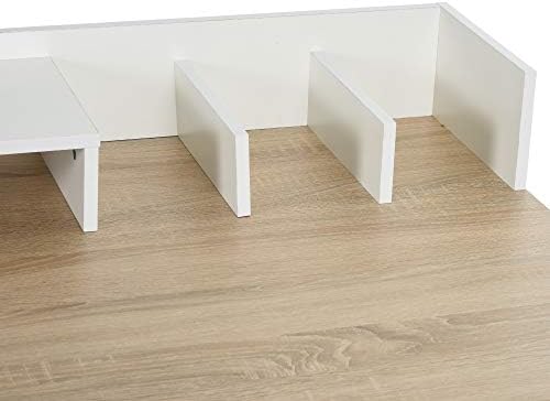 HOMCOM Modern Computer Desk Laptop Writing Table w/Hutch 1 Drawer workstation Home Office Furniture Oak Color and White