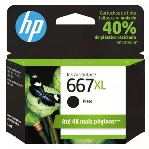 Cartucho de Tinta HP 667Xl 3Ym81AL Preto