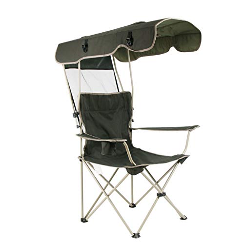 YKJL outdoor camping chairs with parasol hiking sun protection beach chair compact beach garden- Army Green