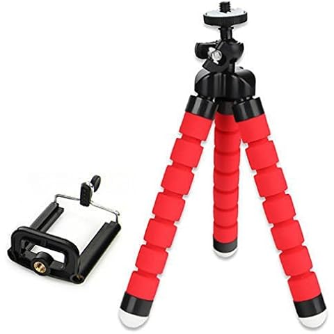 Universal Octopus Tripod with Mount for iPhone, Samsung, Sony, Black, 55 mm - 85 mm, Red Cover