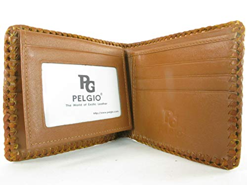Pelgio Genuine Crocodile Alligator Backbone Skin Handmade Bifold Wallet (Tan Brown) - Image 6