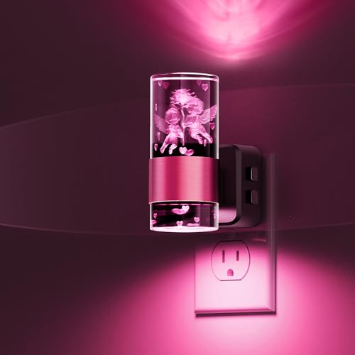 Image of L LOHAS LED Night Lights Plug into Wall, Dusk to Dawn Sensor Nightlight, 9 Colors Changing,Adjustable Brightness,Acrylic Decorative Night Lights for Bathroom,Wedding,Birthday Gift