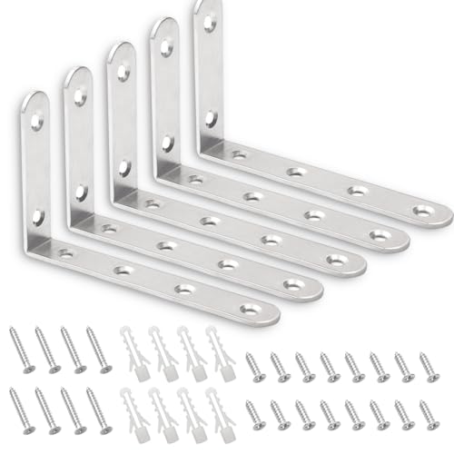 ＡｉｂｂｏｙｉL字金具 ステンレス製 アングルブラケット10個 棚受け金具 直角ブラケット コーナーブレース 転倒防止 補強金具 ブラケット金具 ネジ付け 125×75×19mm