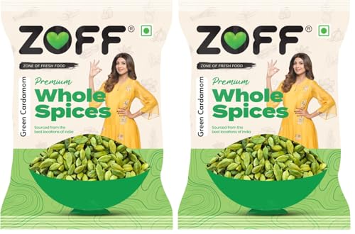 Image of Zoff Elaichi Whole - Green Cardamom for Cooking, Baking & Masala Blends - Rich Aroma & Natural Freshness - 100g (Pack of 2)
