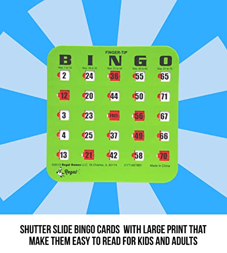 image for Regal Games Regal Bingo Bulk Bingo Cards with Sliding Windows - Reusab