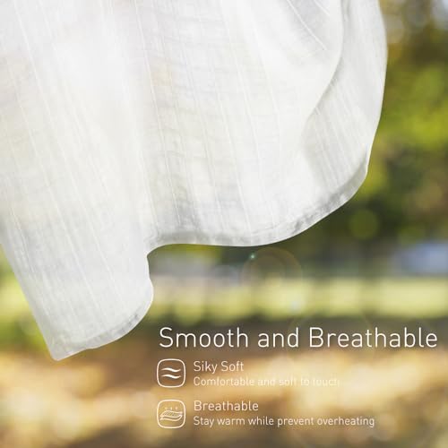 Image of Premium Soft Muslin Cotton Newborn Baby Swaddle Blanket Unisex Swaddle Wrap Silky Swaddle Blankets Neutral Receiving Blanket for Newborn Boys and Girls Large 47 x 47 inches(120x120cm) (White)