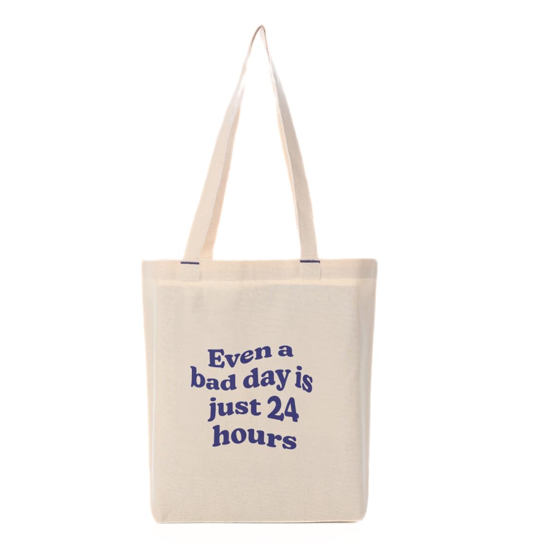 Amazon Brand- Eono, 100% Cotton Cloth Bag,Reusable Tote Bags,Shopping Bag For Grocery, Vegetable Bag For Shopping, Aesthetic Carry Bag, Aesthetic Bags For College, Folding Bag - Style1