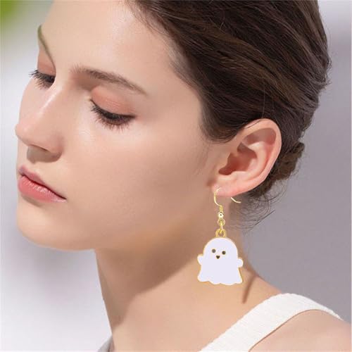 Happy Ghost Halloween Earrings for Women Cute Black White Ghost Earrings Funny Kawaii Ghosts Jewelry4