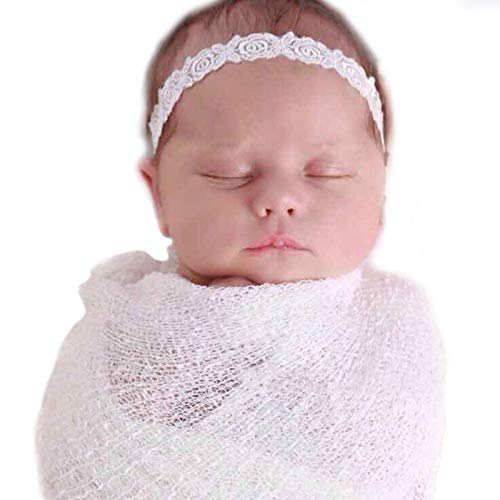 Image of Sunmig Newborn Baby Stretch Wrap Photo Props Wrap-Baby Photography Props (Off-White)