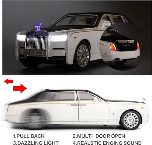Image of Kids Toy car 1:24 Die cast Metal Toy car RR Model Pull Back Metal Cars with 4 Openable Doors Light and Musical Sound (Multi)