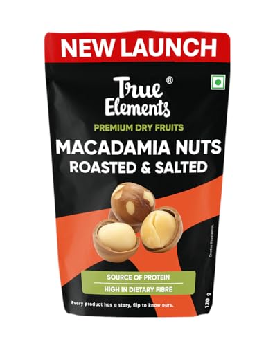 Image of True Elements Macadamia Nuts Roasted And Salted 120g - Crunchy and Roasted Nuts | Healthy Snack | High in Fibre and Protein | Premium Dry Fruits