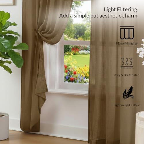 Image of HOMEMONDE Sheer Curtains for Living Room, Bed Room - Transparent Curtain Home Decor