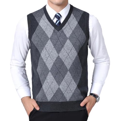 Men's Fashion Pullover Sweater Plaid Slim Fit Knitted Vest