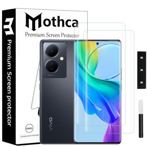 Image of Mothca Curved UV Tempered Glass Screen Protector for Vivo Y78 5G | Transparent | Pack of 2 | Borderless Full Screen Coverage with UV Installation Kit