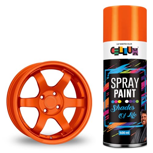 Image of Cellux 2X Ultra Cover Tang Orange Spray Paint | DIY, Quick Drying with Premium Gloss Finish for Metal, Wood, Wall & other Surfaces - 400 ML