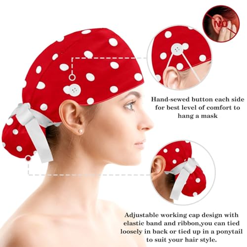 Gorro quirúrgico ajustable para mujer con botón y bolsa para coleta miniatura 3