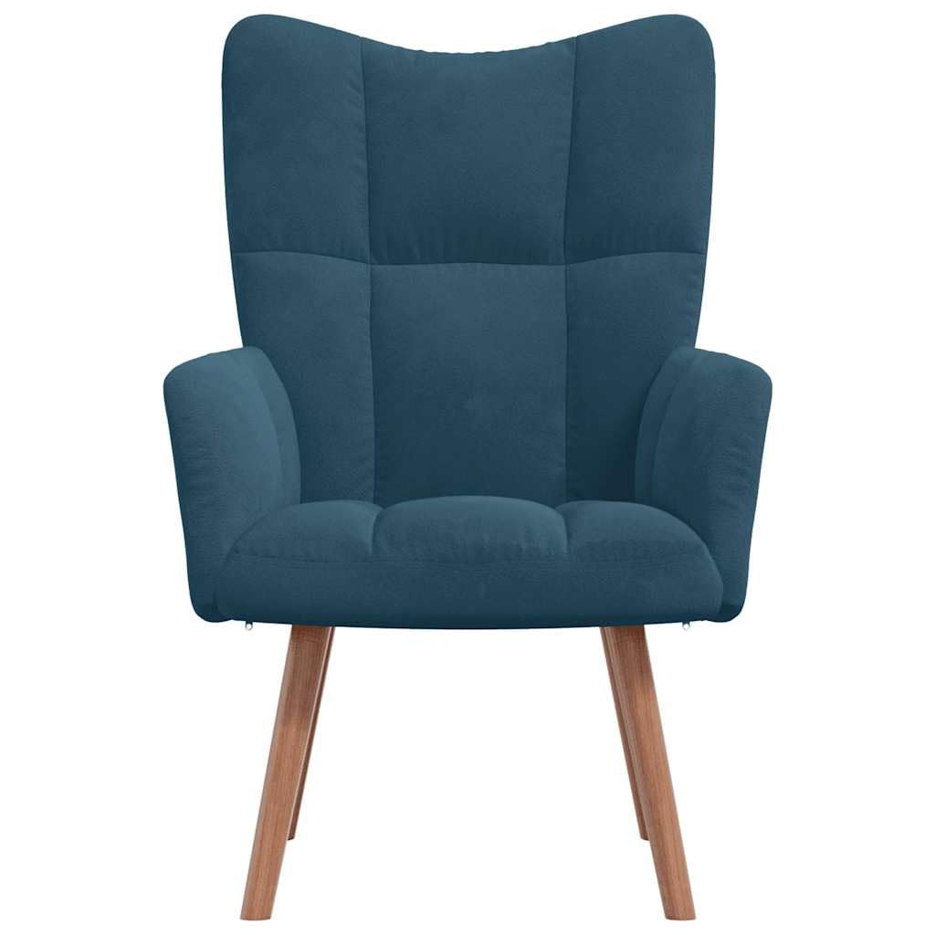Poltrona relax in velluto blu, 110 kg | Struttura in acciaio, gambe in legno, rivestimento morbido, imbottitura in schiuma, decorazione per la casa