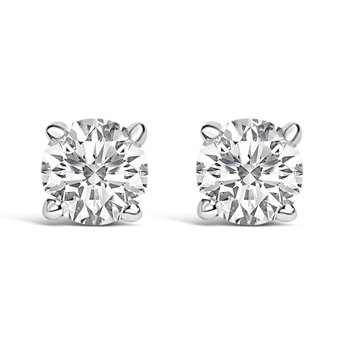 14K White Gold 1/2 Cttw Lab Grown Diamond Solitaire Stud Earrings