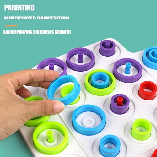 Image of Trip Trap Board Game for Kids Teens Adults Family Fun Brain Game Mind Strategy Board Game for 2-4 Players Table Top Interactive Toy with Colorful Rings