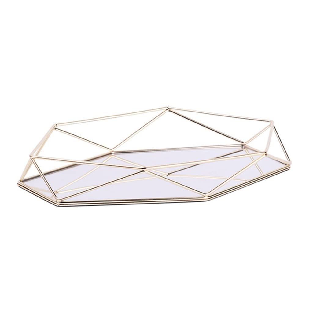 Plateau décoration miroir or rose en fer forgé haut de gamme et style nordique