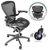 Aeron Classic Fully Adjustable Office Chair Size B with Soft Glide Wheels (Renewed)