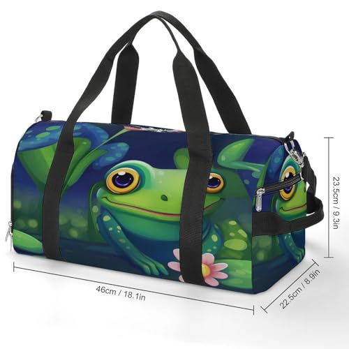 Cute Frog Gym Bag Travel Duffel Bag Sports Tote Bag Workout Bag Weekender Bag for Women Men2