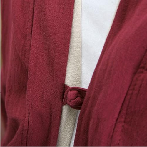 Men's Cotton Linen Cardigan Jackets Casual Lightweight 3/4 Sleeve T Shirt Kimono Shirt 6