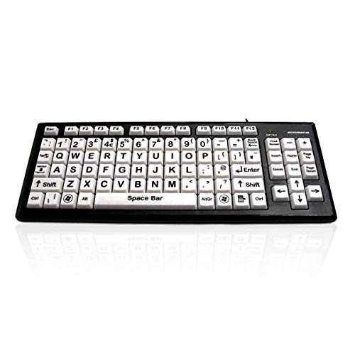 Accuratus Monster 2 FRENCH - USB High Contrast Vision Impairment Keyboard with Extra Large French Layout AZERTY Keys & 2 Port USB Hub
