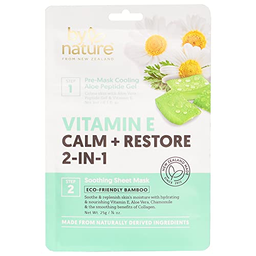 By Nature 2 in 1 Calm and Restore Pre-mask Gel and Mask with Vitamin E and Aloe Vera