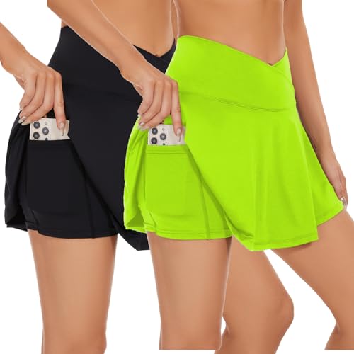 bpbtti Women's Pleated Tennis Skirt Crossover Golf Skorts Skirts with