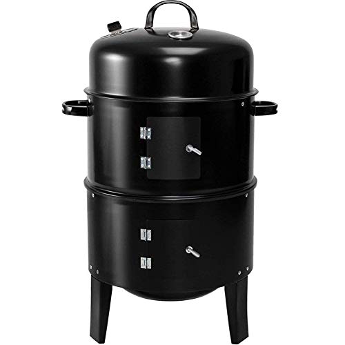 Grill Barbecue BBQ Holzkohlegrill, Mit Thermometer, 3 in 1 Räuchertonne, Sehr Gut Geeignet Für Outdoor-Aktivitäten, Partyfeuer, Familiengrill