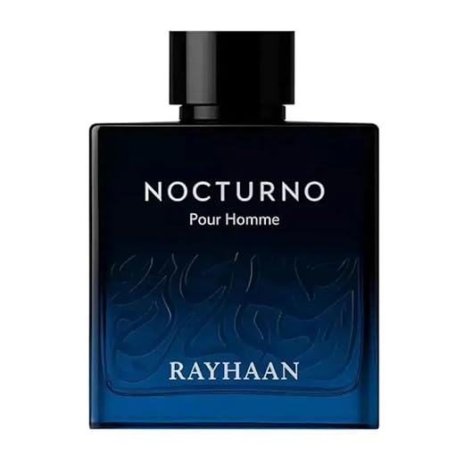 RAYHAAN Nocturno Pour Homme Eau de Parfum, fragrância masculina, frasco de vidro preto e azul