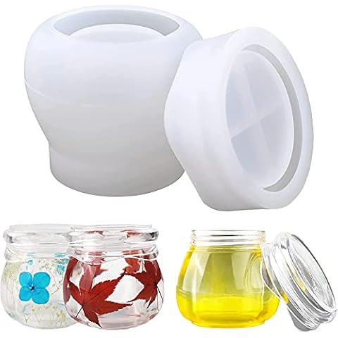 Beminh Resin Mold Bottle, Pudding Jar with Lid Silicone Mold for DIY Craft Epoxy Resin Casting, Jewelry Box, Candy Snacks Storage Container,Candle Holder Home Decor Cover
