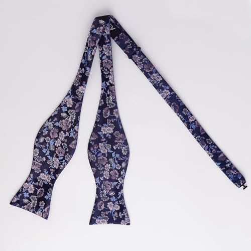 Image of Alizeal Mens 2pcs Floral Bow Tie Set | Self-tied Elegant Pocket Square Set for Wedding