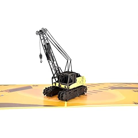 Teabug Cards Crane truck Pop Up Card, 3D Birthday Card for Construction Workers, Architects, Kids, Fathers Day Cover