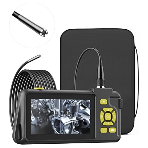 3.9mm Industrial Endoscope Inspection Camera Zealtron Borescope Inspection Camera with 6 LED Lights IP68 Waterproof Snake Sewer Camera with 4.5" IPS Screen 32GB Card Travel Case Cover