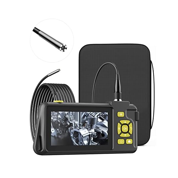 0.15 Inch Industrial Endoscope Camera with 6 Light Zealtron Borescope Inspection Camera IP67 Waterproof Snake Sewer Camera with 4.5" IPS Screen 32GB Card, Travel Case