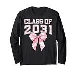 Class of 2031 Coquette Bow 7th Grade Girl Middle School Long Sleeve T-Shirt