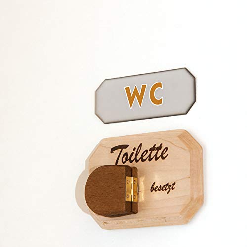 Spruchreif | WC Schild aus Holz | Toilettenschild mit WC-Deckel zum Umklappen | Türschild WC | Toilettenschild Damen und Herren | Türschild Gäste WC | lustige Geschenkidee